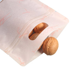 Matte Peach Pink Rice Paper Clear Window Stand Strong® Bags with Die Cut Handles