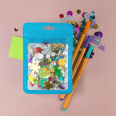 Translucent Knit Blue Flat QuickQlick® Bags with Butterfly Hang Hole