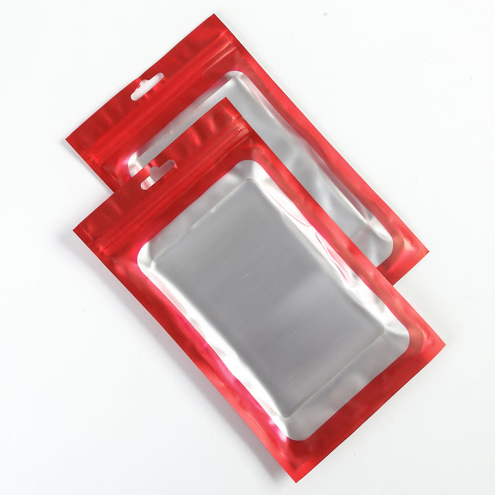 QQ Studio® Matte Reservation Only Red Foil QuickQlick® Bags with Bordered Translucent Window and Butterfly Hang Hole