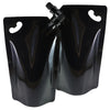 Glossy Plastic Stand Pouch with Corner Screw Cap Spout and Carry Out Hang Hole - Black
