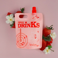 Matte Cranberry Pink Designed Drink Pouches with Screw Cap Spout