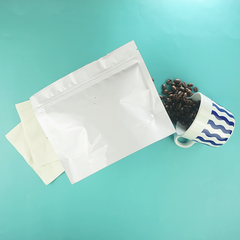 Double-Sided Glossy Iced Coffee Arctic White Horizontal Mylar StandStrong™ Coffee Valve Bags