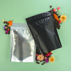 Single Side Matte Waxed Bean Black Metallic Mylar Stand Strong® Coffee Valve Bags