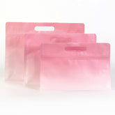 Gradient Sherbet Pink Clear Side Gusset Stand Strong® Bags with Die-Cut Handle