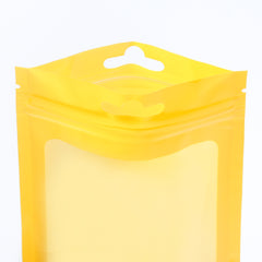 Glossy Neon Yellow Bordered Window QuickQlick® Bags with Butterfly Hang Hole