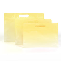 Gradient Sunrise Yellow Clear Side Gusset Stand Strong® Bags with Die-Cut Handle