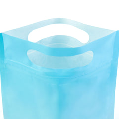 Gradient Sky Blue Clear Side Gusset Stand Strong® Bags with Die-Cut Handle
