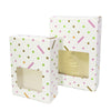 Polka Dot Printed Cardboard Gift Boxes with Fold and Tuck Tabs and Glossy Window - White