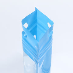 Glossy Neon Blue Bordered Window QuickQlick® Bags with Butterfly Hang Hole