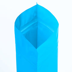 Glossy Full Bodied Wavy Blue Round Window Plastic and Mylar Stand Strong® Coffee Valve Bags