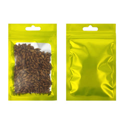 Matte Yellow Green Translucent Border Design Mylar Foil Flat QuickQlick® Bags with Butterfly Hang Hole