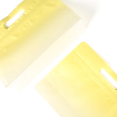 Gradient Sunrise Yellow Clear Side Gusset Stand Strong® Bags with Die-Cut Handle
