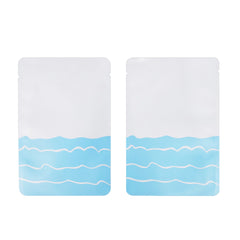 Matte Ocean White Blue Waves Mylar Foil Open Top Packaging Bags