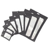 Matte Mylar Foil Flat Zipper Seal Bags with Translucent Border & Butterfly Hang Hole - Foggy Night Black