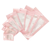 Matte Birthday Pink Border Mylar Foil Flat QuickQlick® Bags with Butterfly Hang Hole