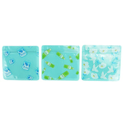 Peaceful Blue Designed Multi-Icon Pattern QuickQlick® Bags with Clear Window