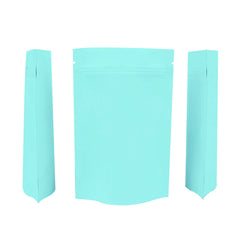 Matte Songbird Blue Metalized Foil Stand Strong® Packaging Bags With Zipper Seal