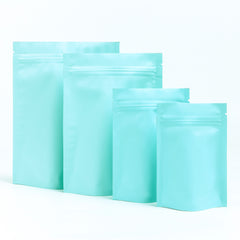 Matte Songbird Blue Metalized Foil Stand Strong® Packaging Bags With Zipper Seal