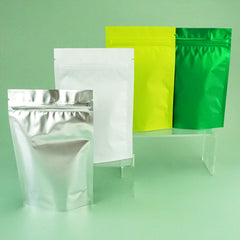 Matte Pistachio Green Metalized Foil Stand Strong® Packaging Bags With Zipper Seal