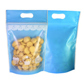 Frosted Bakery Blue with Die Cut Handles Plastic Stand Strong® Bags