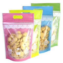 Frosted Front with Bakery Print and Die Cut Handles Plastic Stand Strong® Bags
