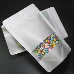 Pale Smoke White Rice Paper with Clear Window Stand Strong® Bags
