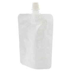 Glossy Arctic White Plastic Stand Pouch with Top Screw Cap Spout