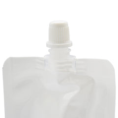 Glossy Arctic White Plastic Stand Pouch with Top Screw Cap Spout