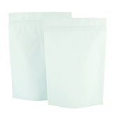 Light Roast White Foil Coffee Valve Stand Strong® Pouches with Zipper Seal