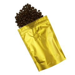 Blonde Roast Gold Foil Coffee Valve Stand Strong® Pouches with Zipper Seal