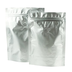 New Kettle Silver Foil Coffee Valve Stand Strong® Pouches with Zipper Seal