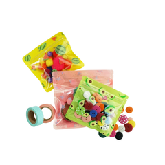 Avocado Green Designed Multi-Icon Pattern QuickQlick® Bags with Clear Window