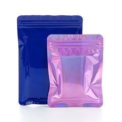 Reusable Flat Zipper Seal Bags – Half Gemstone Colored Mylar with Clear Front