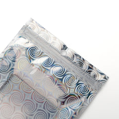 Clear Front and Half Diamond Holographic Swirl Mylar Zipper Seal Bags with Hang Hole