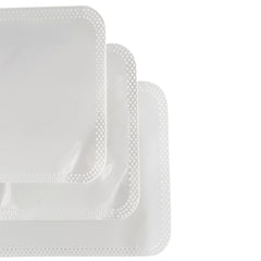 Half White Linen Plastic Flat QuickQlick® Bags with Rounded Corners and Butterfly Hang Hole