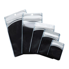 Glossy Jarring Black Plastic QuickQlick® Bags with Hang Hole