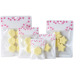 Glossy Floral White Polyethylene Zipper Seal Flat Bags with Flower Border and Hang Hole