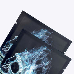 Skull Black Smoke Pattern Design Metallic Foil Open Fill Bags