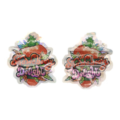Flat Zipper Seal Bags – Holographic Strawberry Die Cut Fruit Smell Proof Mylar Foil