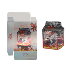 Flat Zipper Seal Bags – Holographic Devil Die-Cut Milk Carton Smell Proof Mylar Foil with Matching Box 3.5g