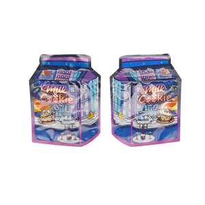 Flat Zipper Seal Bags – Holographic Milk Carton Die-Cut Smell Proof Mylar Foil
