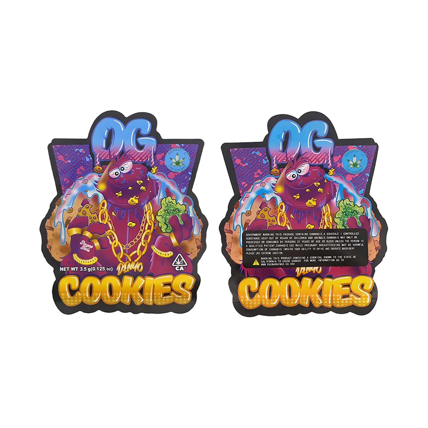 Flat Zipper Bottom Seal Bags – Cookie Animal Design Smell Proof Mylar Foil