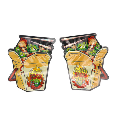 Flat Zipper Seal Bags – Holographic Spicy Ramen Die Cut Take Out Box Smell Proof Mylar Foil