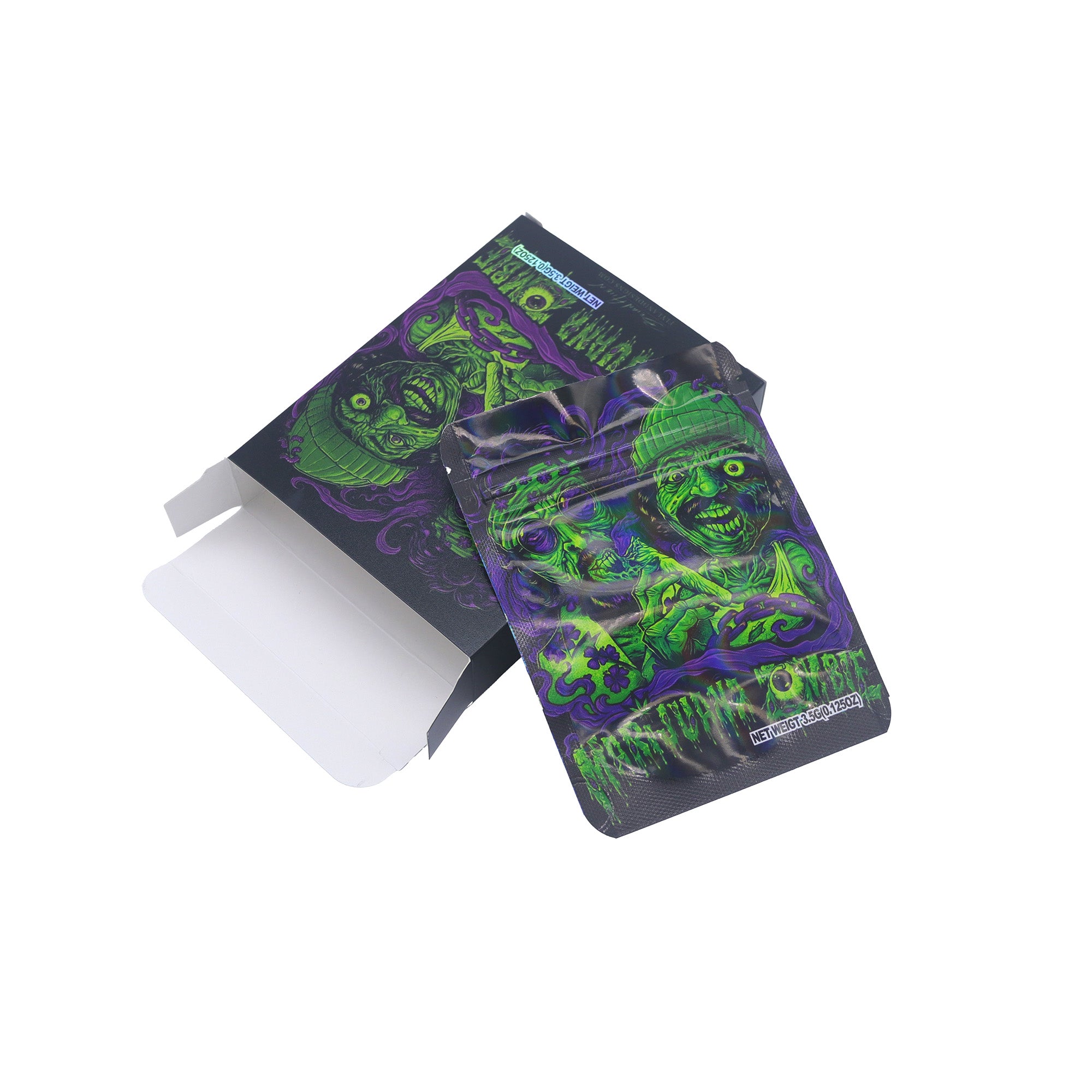 Half Diamond Zombies Smell Proof Metallized Foil Stand Strong® Bags with Matching Box