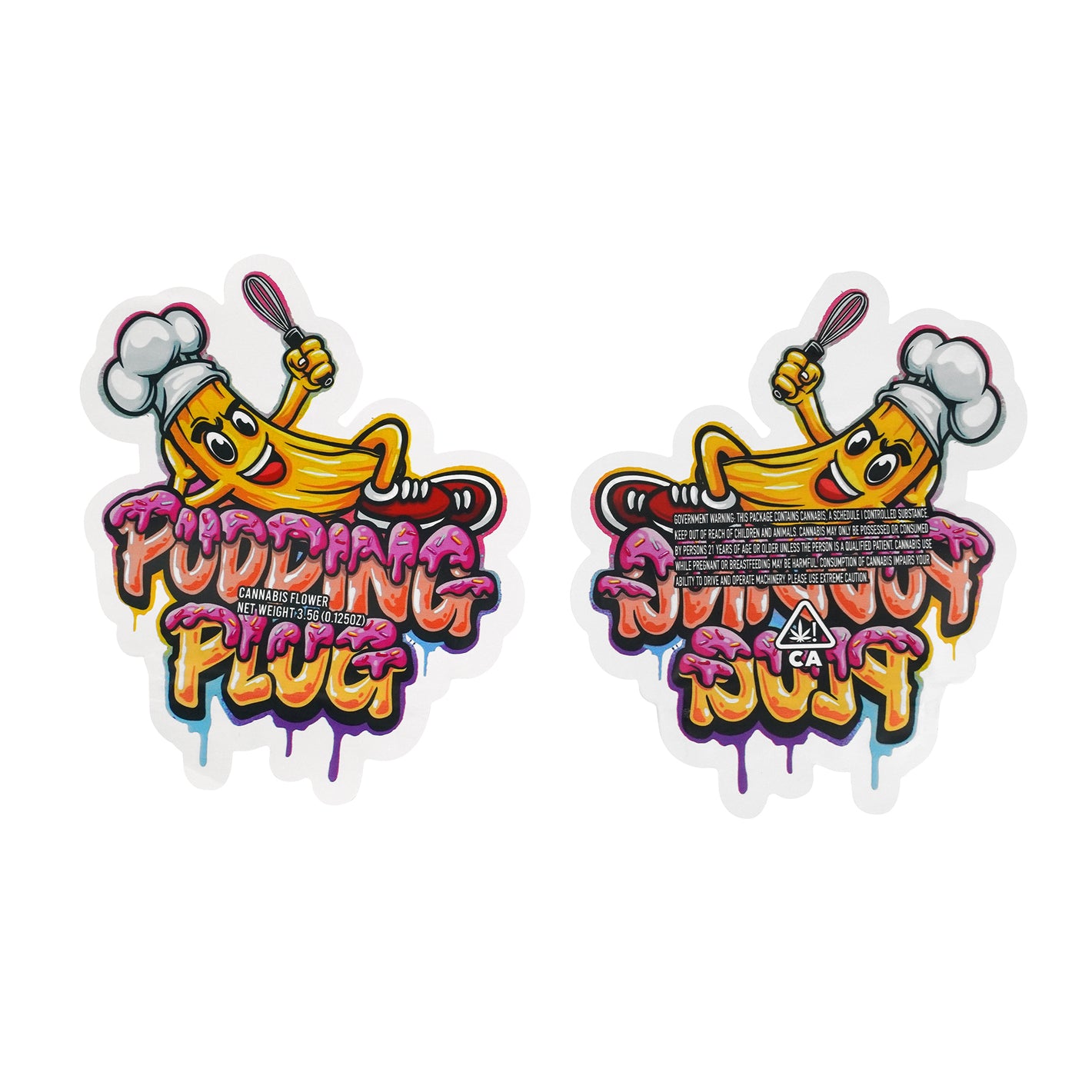 Flat Zipper Seal Bags – Yellow Banana Pudding Die Cut Smell Proof Mylar Foil