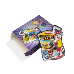 Flat Zipper Seal – Holographic Die Cut Juice Box Smell Proof Mylar Foil with Matching Box