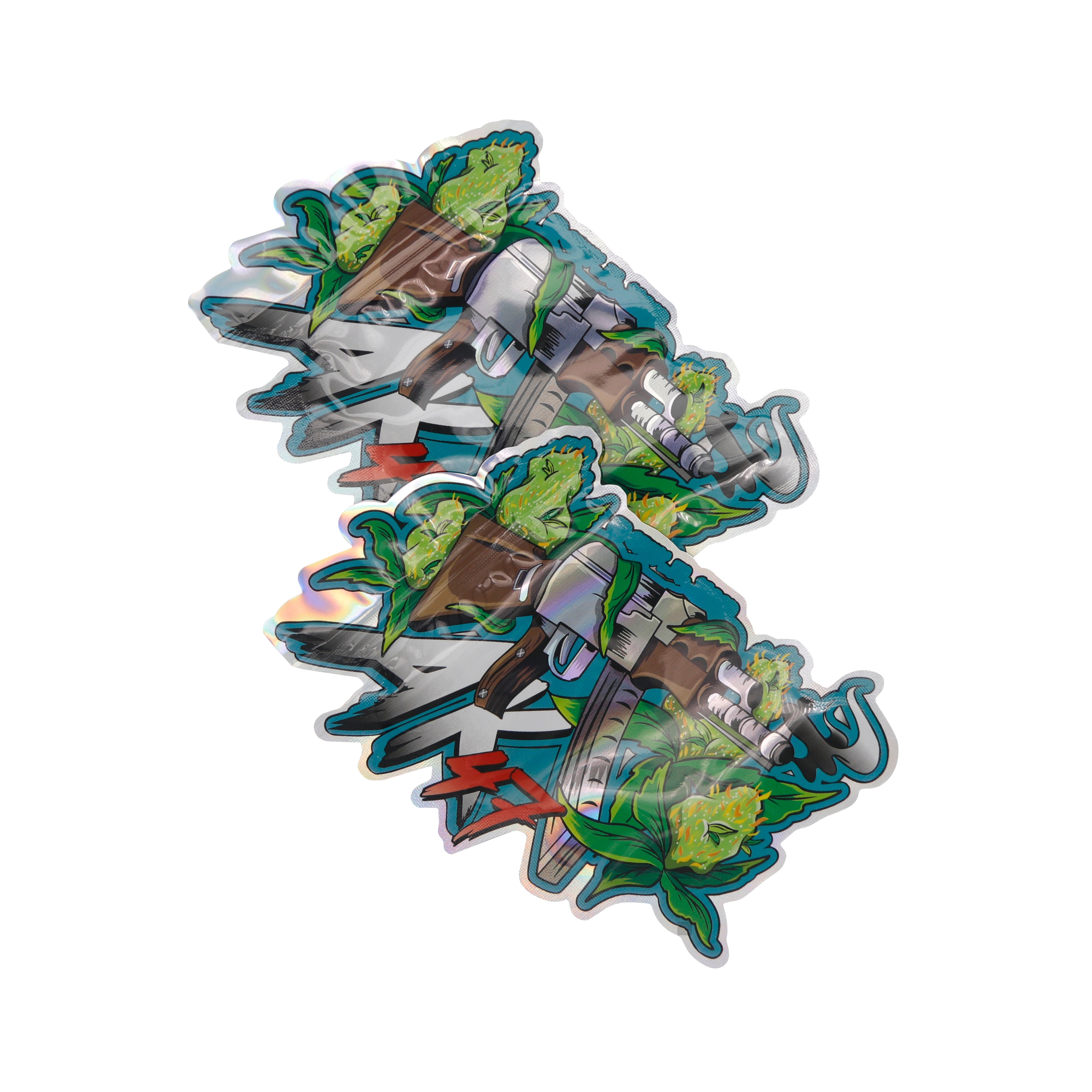 Flat Zipper Seal Bags – Holographic AK Smell Proof Mylar Foil