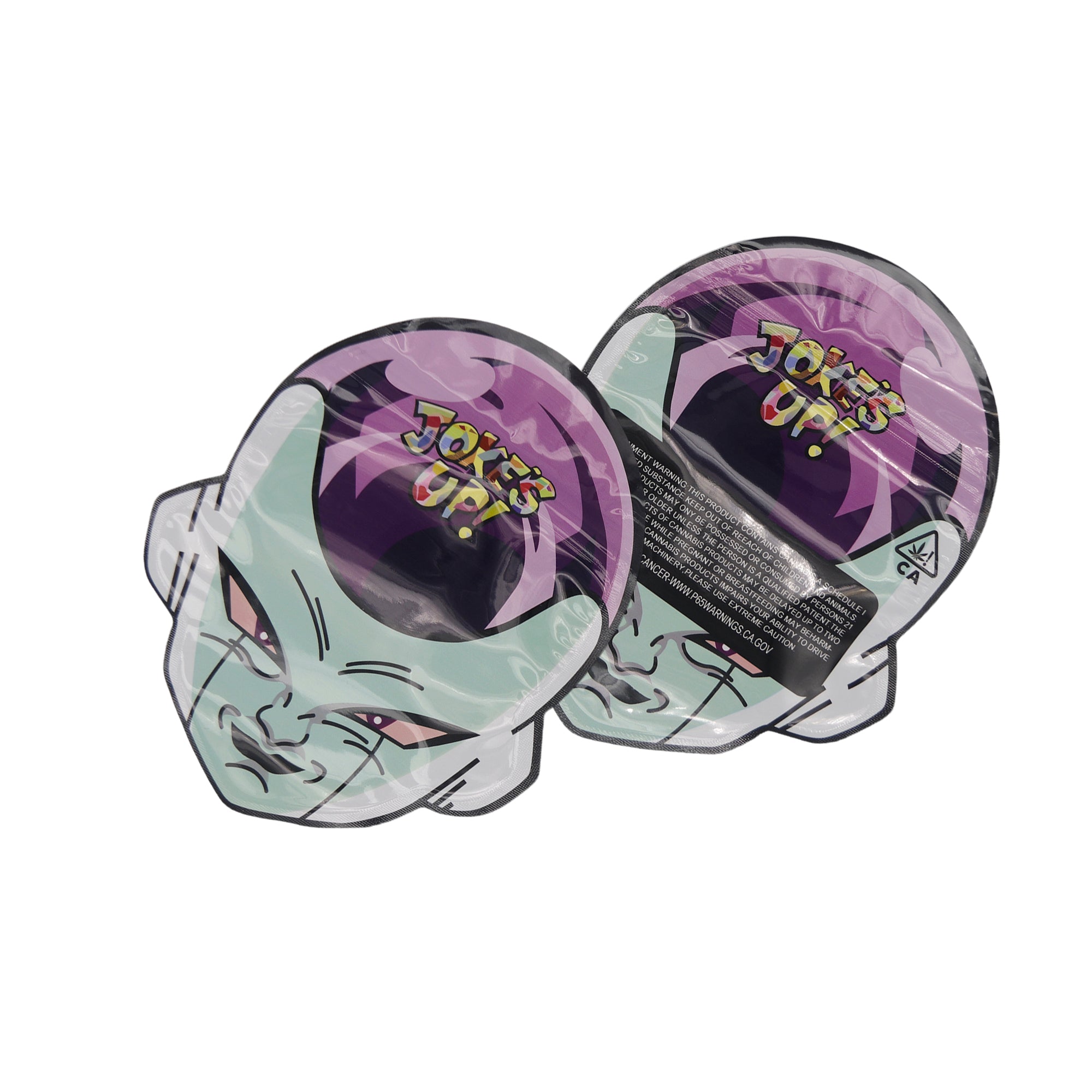 Flat Zipper Seal Bags – Anime Jokes Up Die Cut Head Shape Smell Proof Mylar Foil