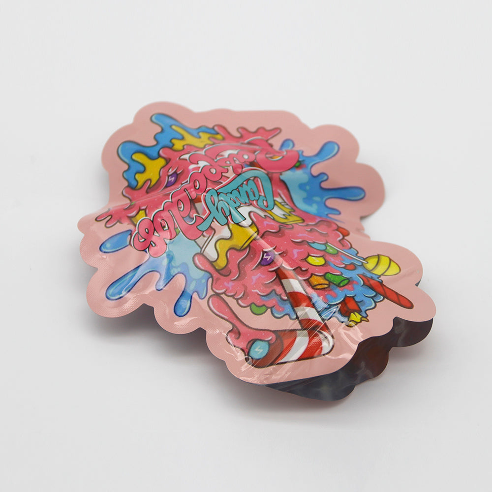 Flat Zipper Seal – Die Cut Shaved Ice Candy Cup Smell Proof Mylar Foil with Matching Box 3.5g