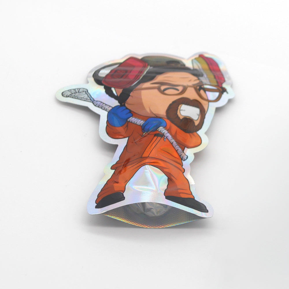 Holographic Science-Inspired Smell Proof Metallized Foil Stand Strong Bags with Matching Clear Window Box 3.5g